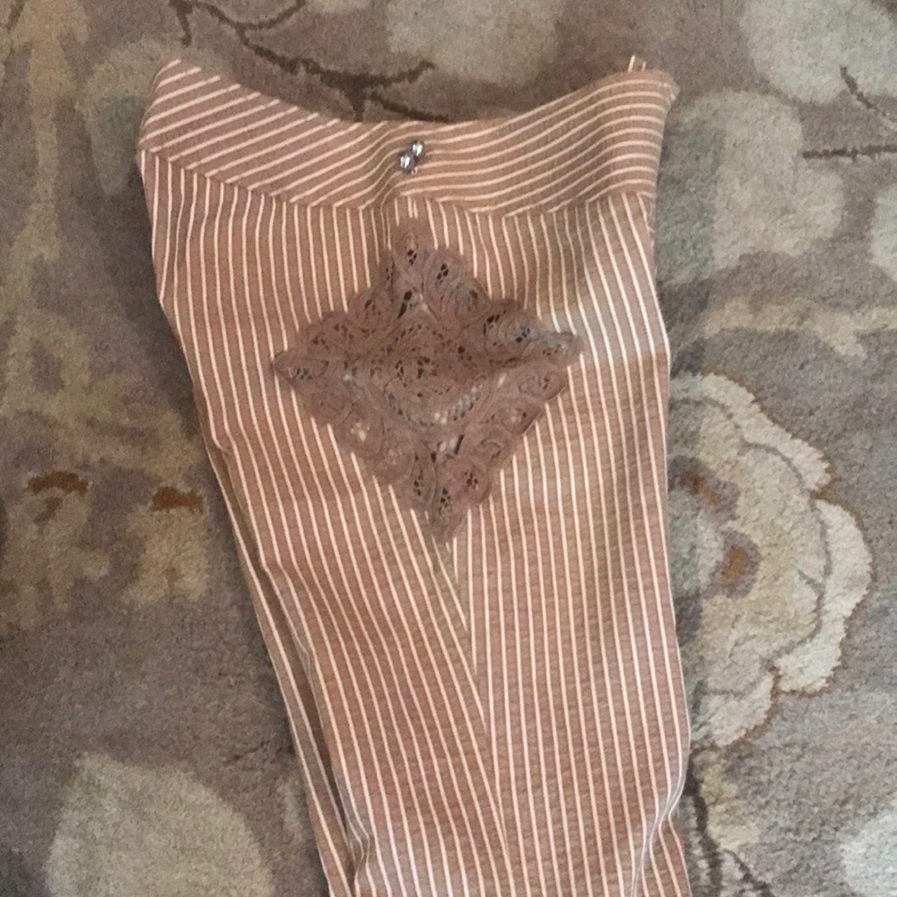 Anthropologie Tracy Reese brown stripped pants - Picture 3 of 8